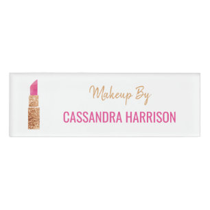 Makeup Artist Goldene Folge Wasserfarben Schönheit Namenschild