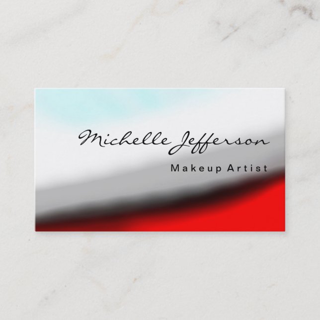 Makeup Artist Gray Red Blue White Business Card Visitenkarte (Vorderseite)
