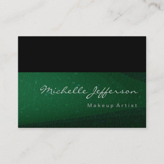 Makeup Artist Green Black Pattern Business Card Visitenkarte (Vorderseite)
