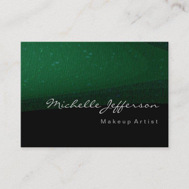 Makeup Artist Green Black Pattern Business Card Visitenkarte (Vorderseite)