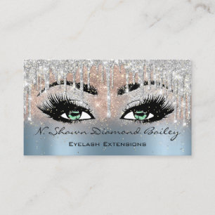 Makeup Artist Green Eyelash Blue Silver Rose Visitenkarte