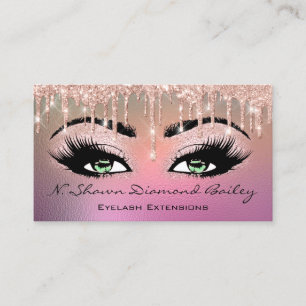 Makeup Artist Green Eyelash Rose Ombre Visitenkarte