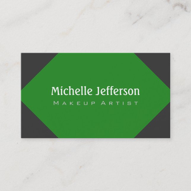 Makeup Artist Green Gray Trendy Business Card Visitenkarte (Vorderseite)