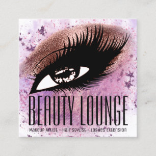 Makeup Artist Hair Eyelash Glitzer Pink Brush Quadratische Visitenkarte