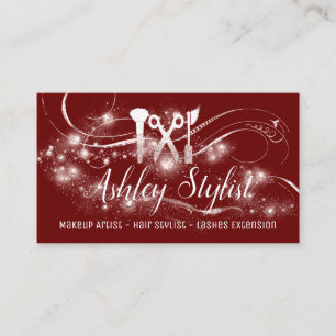 Makeup Artist Hair Eyelash Schere Blush Burgund Visitenkarte