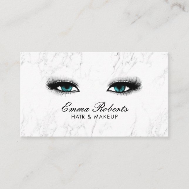 Makeup Artist Hair Salon Blue Eyes Morden Marmor Visitenkarte (Vorderseite)