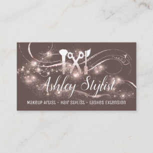 Makeup Artist Hair Salon Lash Schere Blush Rose Visitenkarte