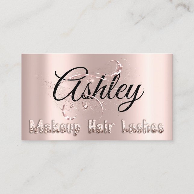 Makeup Artist Hair Salon Lashes Rosa Glitzer Visitenkarte (Vorderseite)