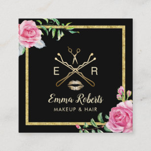 Makeup Artist Hair Salon Moderner Blumenmarkt Quadratische Visitenkarte