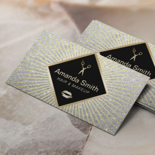 Makeup Artist Hair Salon Moderner Silberner Glitze Visitenkarte