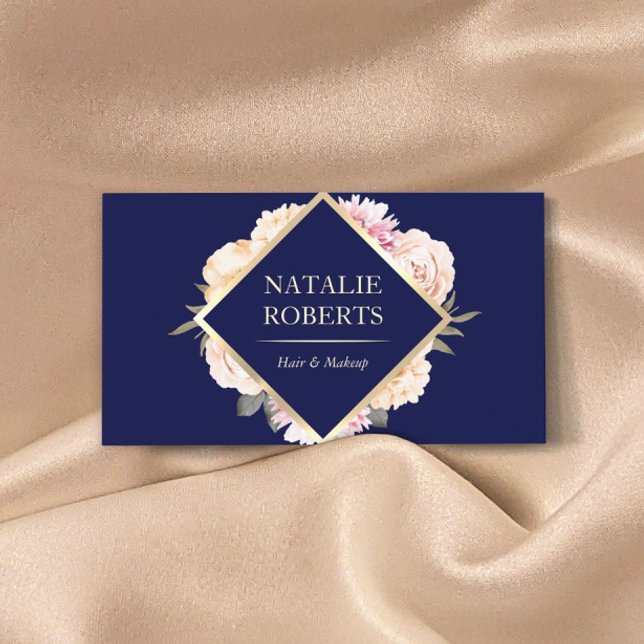Makeup Artist Hair Salon Vintag Bläsernavy Blue Visitenkarte (Von Creator hochgeladen)