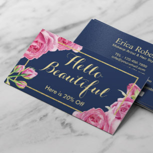 Makeup Artist Hair Salon Vintage Blumenüberweisung Empfehlungskarte