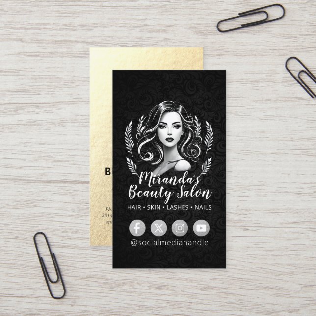 Makeup Artist Hair Stylist Beauty Salon Lash Brows Visitenkarte (Vorderseite/Rückseite Beispiel)