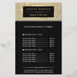 Makeup Artist Hair Stylist Gold Glitzer Glamour Flyer