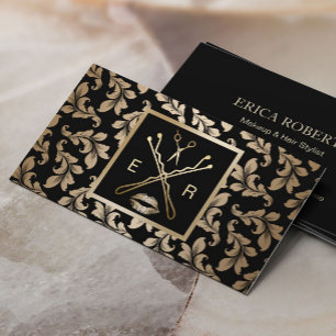 Makeup Artist Hair Stylist Luxus Gold Damaskus Visitenkarte