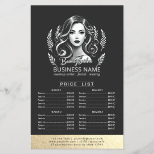Makeup Artist Hair Stylist Moderne schwarze Preisl Flyer