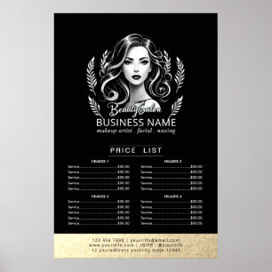 Makeup Artist Hair Stylist Moderne schwarze Preisl Poster