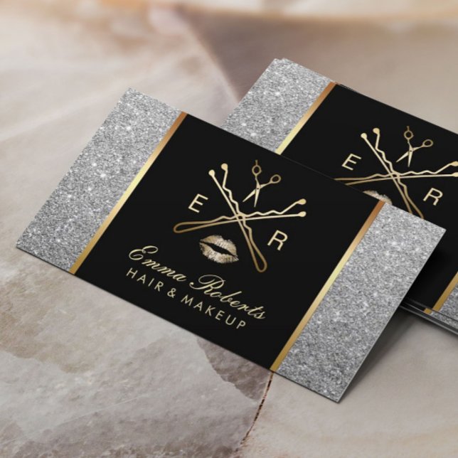 Makeup Artist Hair Stylist Moderner Silberner Glit Visitenkarte (Von Creator hochgeladen)