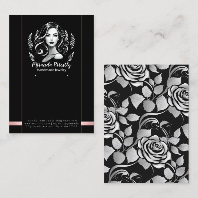 Makeup Artist Hair Stylist Modernes Juwelendisplay Terminkarte (Vorne/Hinten)