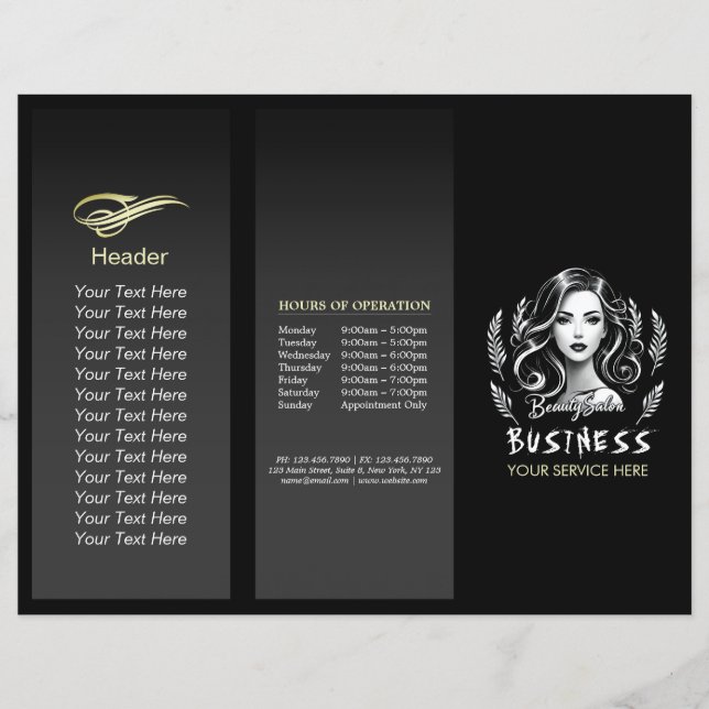 Makeup Artist Hair Stylist Modernes Schwarz-weißes (Vorderseite)