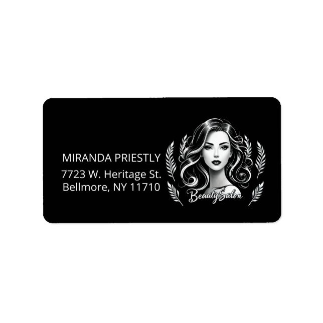 Makeup Artist Hair Stylist Modernes Schwarz-weißes Adressaufkleber (Vorne)