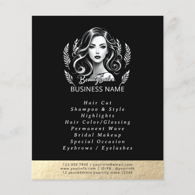 Makeup Artist Hair Stylist Modernes Schwarz-weißes Flyer (Vorne)