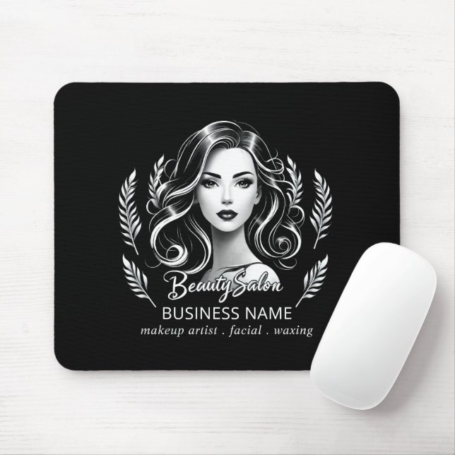 Makeup Artist Hair Stylist Modernes Schwarz-weißes Mousepad (Mit Mouse)