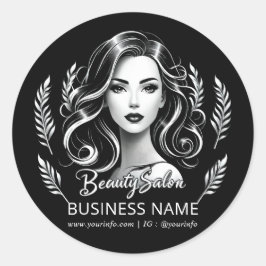 Makeup Artist Hair Stylist Modernes Schwarz-weißes Runder Aufkleber