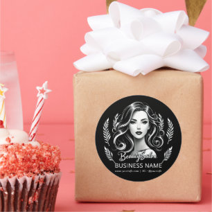 Makeup Artist Hair Stylist Modernes Schwarz-weißes Runder Aufkleber