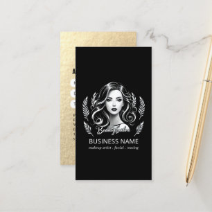 Makeup Artist Hair Stylist Modernes Schwarz-weißes Terminkarte