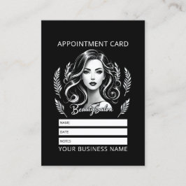 Makeup Artist Hair Stylist Modernes Schwarz-weißes Terminkarte