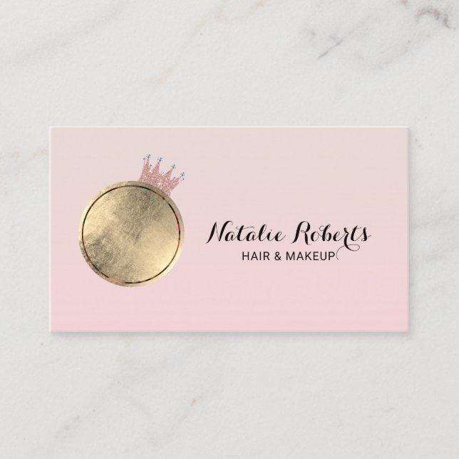 Makeup Artist Hair Stylist Pastel Pink Queen Foto Visitenkarte (Vorderseite)
