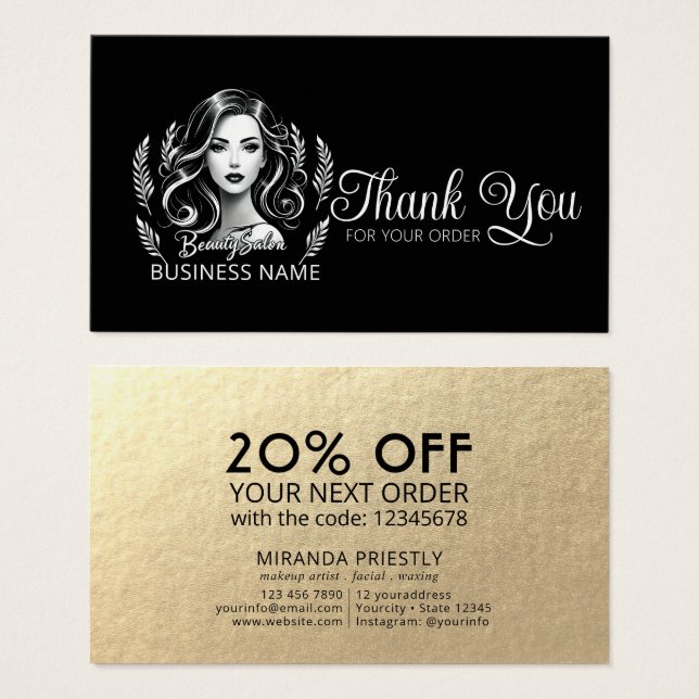 Makeup Artist Hair Stylist Schwarz-weiß Vielen Dan (Vorne & Hinten)