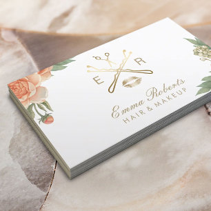 Makeup Artist Hair Stylist Vintager Blumensalon Visitenkarte