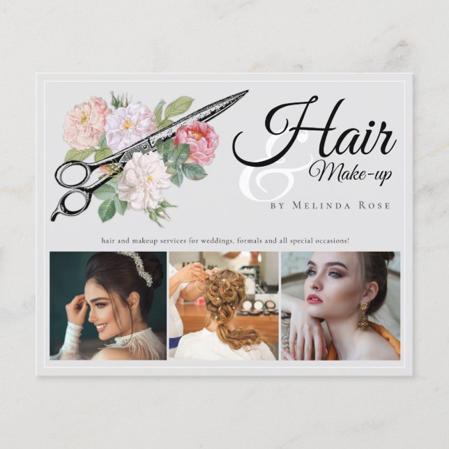 Makeup Artist Hairstylist Beruflich Grau Flyer (Vorne)