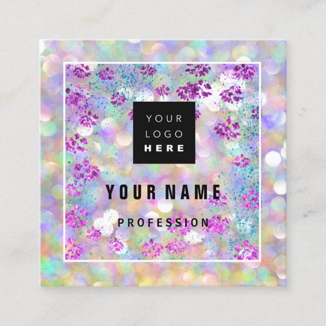 Makeup ARTIST Holograph Einmaliges Blush-Logo QR Quadratische Visitenkarte (Vorderseite)