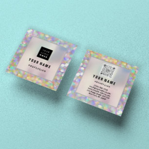 Makeup ARTIST Holograph Unique QR CODE Logo Quadratische Visitenkarte