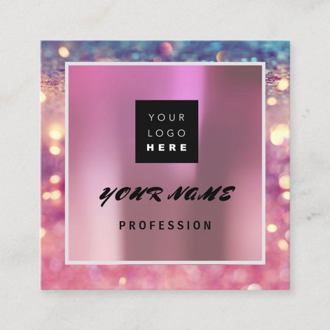 Makeup ARTIST Holograph Unique QR CODE Logo Rose Quadratische Visitenkarte (Vorderseite)