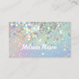 Makeup Artist Holographic Glitzer QR Code Blue Visitenkarte