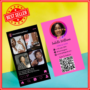 Makeup Artist Instagram POST Pink QR Code Visitenkarte