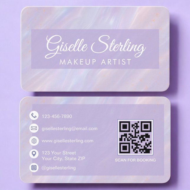 Makeup Artist Iridescent QR Code Professional Visitenkarte (Von Creator hochgeladen)