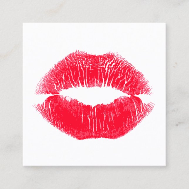 Makeup Artist Kiss Kissing Lips Quadratische Visitenkarte (Vorderseite)