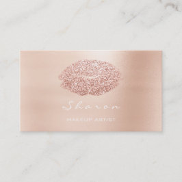Makeup Artist Kiss Lips Rose Gold Glitzer Rosa Visitenkarte