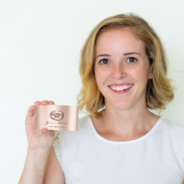 Makeup Artist Kiss Lips Rose Rosa Schönheit Operat Visitenkarte (Von Creator hochgeladen)