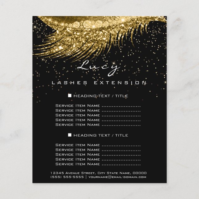 Makeup Artist Lash Black 2 Seiten Preisliste Gold (Hinten)