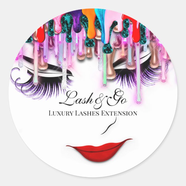 Makeup Artist Lash Extension Beauty Holograph Trop Runder Aufkleber (Vorderseite)