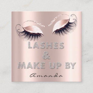 Makeup Artist Lash Extension Diamond Pink RoseGlam Quadratische Visitenkarte