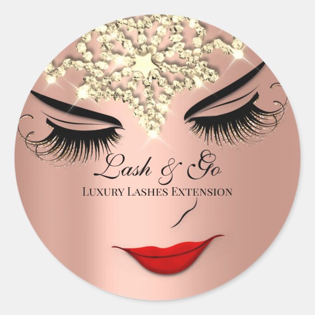 Makeup Artist Lash Extension Lippen Rose Diamond Runder Aufkleber (Vorderseite)