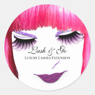 Makeup Artist Lash Extension Pink Lippen Bangs Haa Runder Aufkleber
