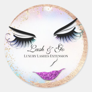 Makeup Artist Lash Extension Red Lips Holograph Runder Aufkleber